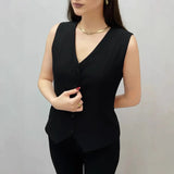 Outer Wear Button Solid Color European And American Breathable Top