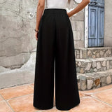 Solid Color Straight Comfortable Drape Graceful Casual Pants