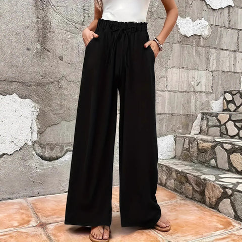 Solid Color Straight Comfortable Drape Graceful Casual Pants