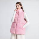 Women's Sleeveless Mid-length Stand-up Collar Thermal Down Cotton Thickened Vest