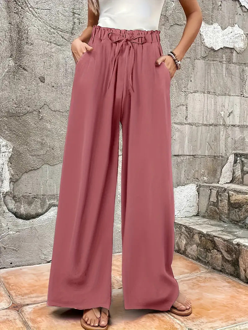 Solid Color Straight Comfortable Drape Graceful Casual Pants