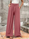Solid Color Straight Comfortable Drape Graceful Casual Pants