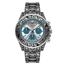 Vintage Engraving Quartz Multi-function Men's Watch
