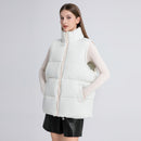 Women's Sleeveless Mid-length Stand-up Collar Thermal Down Cotton Thickened Vest